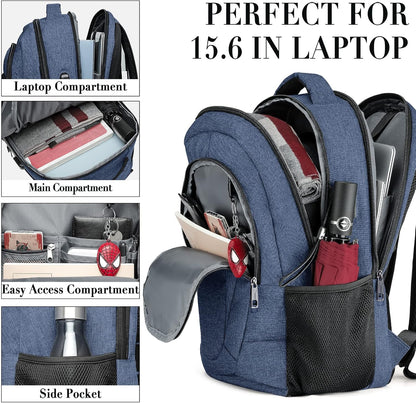 Backpack for Men and Women, School Backpacks for Teen Boys and Girls, Black Water Resistant Back Pack, Business Men Sturdy Computer Bag with USB Charging Port, Gifts