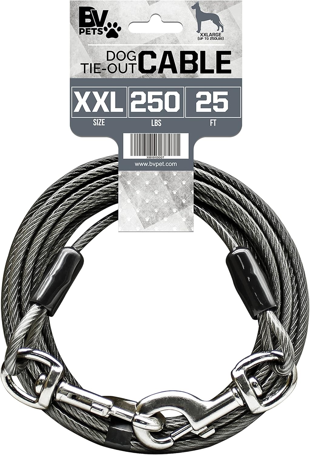 BV Pet Small Tie Out Cable for Dog up to 35 Pound, 25-Feet
