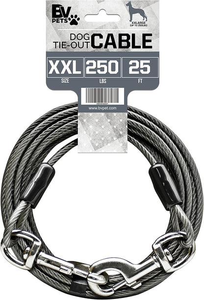 BV Pet Small Tie Out Cable for Dog up to 35 Pound, 25-Feet