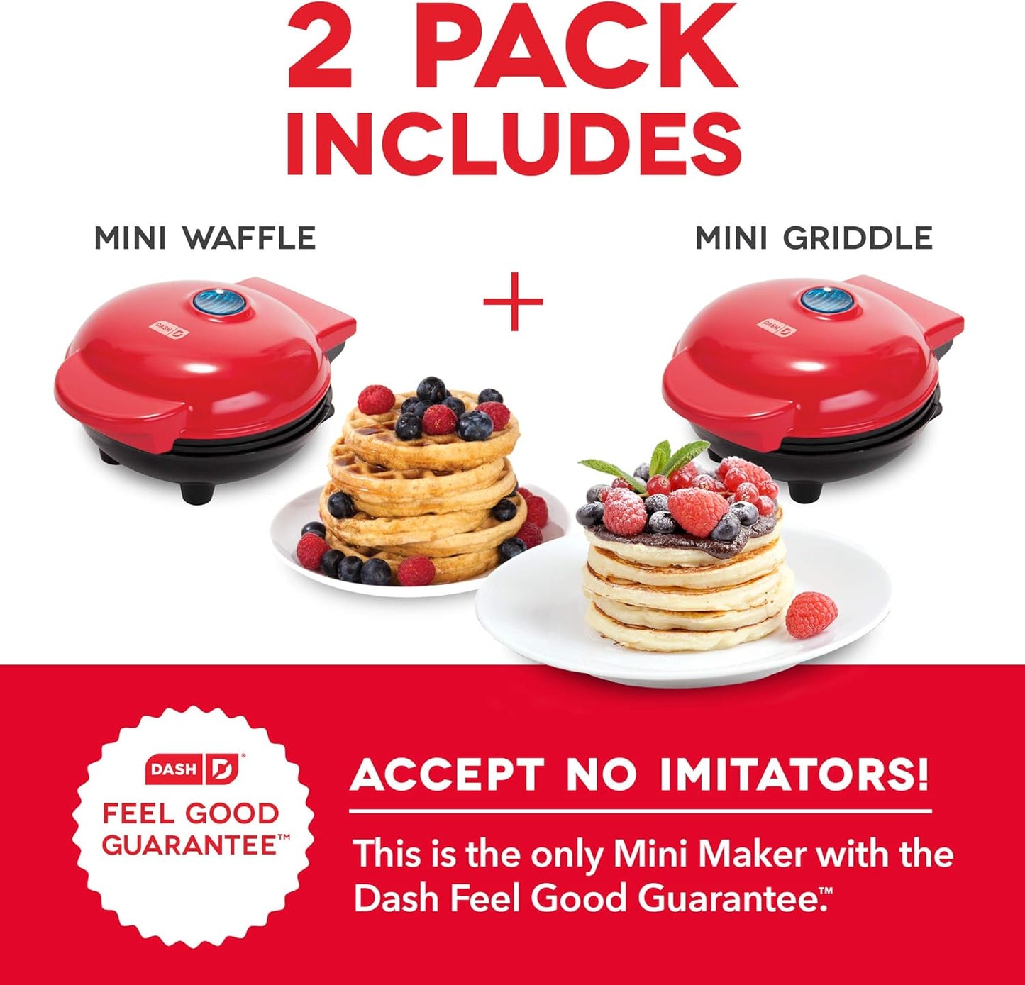 DASH Mini Maker Waffle Maker + Griddle, 2-Pack Griddle + Waffle Iron - Aqua