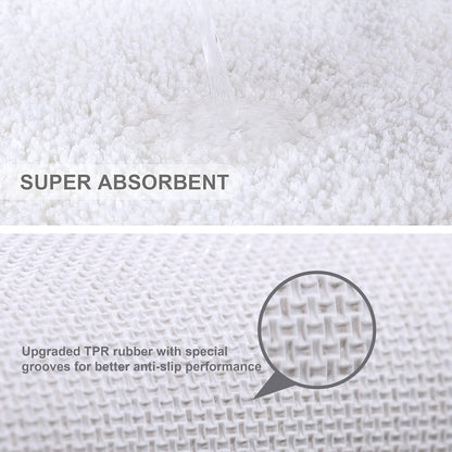 Bathroom Rugs Set 2 Pieces - Bath Rugs Ultra Soft Absorbent Non-Slip Fluffy Thick Microfiber Cozy Bath Mats Set for Tub Shower Bathroom Floors Accessories, 20"x32" & 16"x24" Set of 2 (Beige)