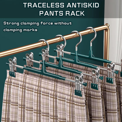 14Inch Black Pants Hangers with Clips 10 Pack Adjustable Skirt Hangers for Women Non-Slip Trousers Hanger for Jeans Clothes Hangers for Pants Heavy Duty Space Saving Shorts Hangers