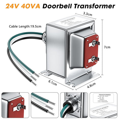 GGOY 24V 40VA Thermostat and Doorbell Transformer Adapter Compatible with Nest Hello Doorbell, Ecobee, Saswell, Nest, Sensi and Honeywell Thermostat, All Versions of Ring Door Bell Power Supply