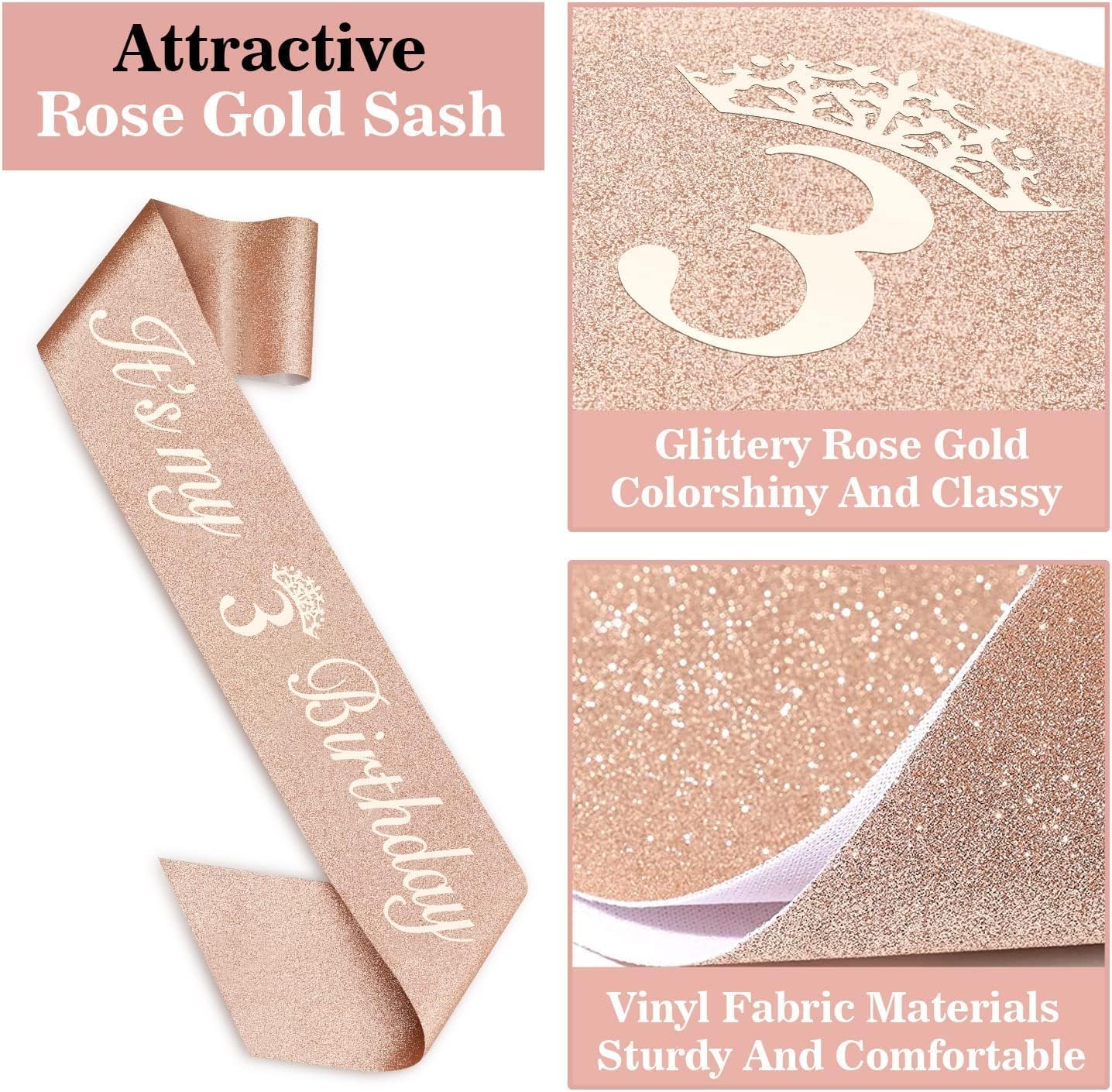 65th Birthday Decorations for Women, Including 65th Birthday Sash and Crown, Cake Topper and Candles, Number Balloons Rose Gold, 65 Year Old Gifts for Women