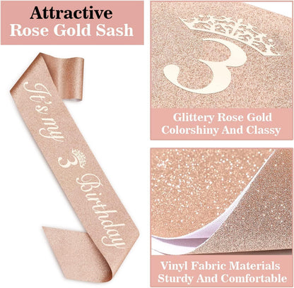 65th Birthday Decorations for Women, Including 65th Birthday Sash and Crown, Cake Topper and Candles, Number Balloons Rose Gold, 65 Year Old Gifts for Women