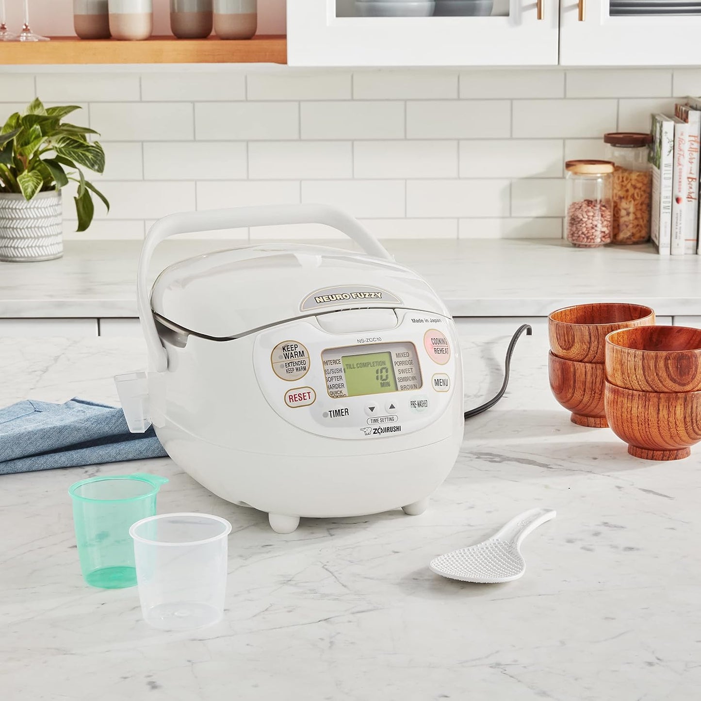 Zojirushi NS-ZCC10 5.5-Cup Neuro Fuzzy Rice Cooker And Warmer In Premium White