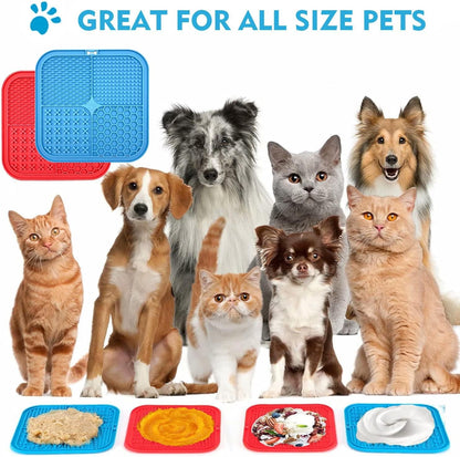 2 Pack Licking Mat for Dogs & Cats with Suction Cups, Dog Slow Feeder Lick Pat for Anxiety Relief, Dog Toys Feeding Mat for Butter Yogurt Peanut, Pets Bathing Grooming Training Mat