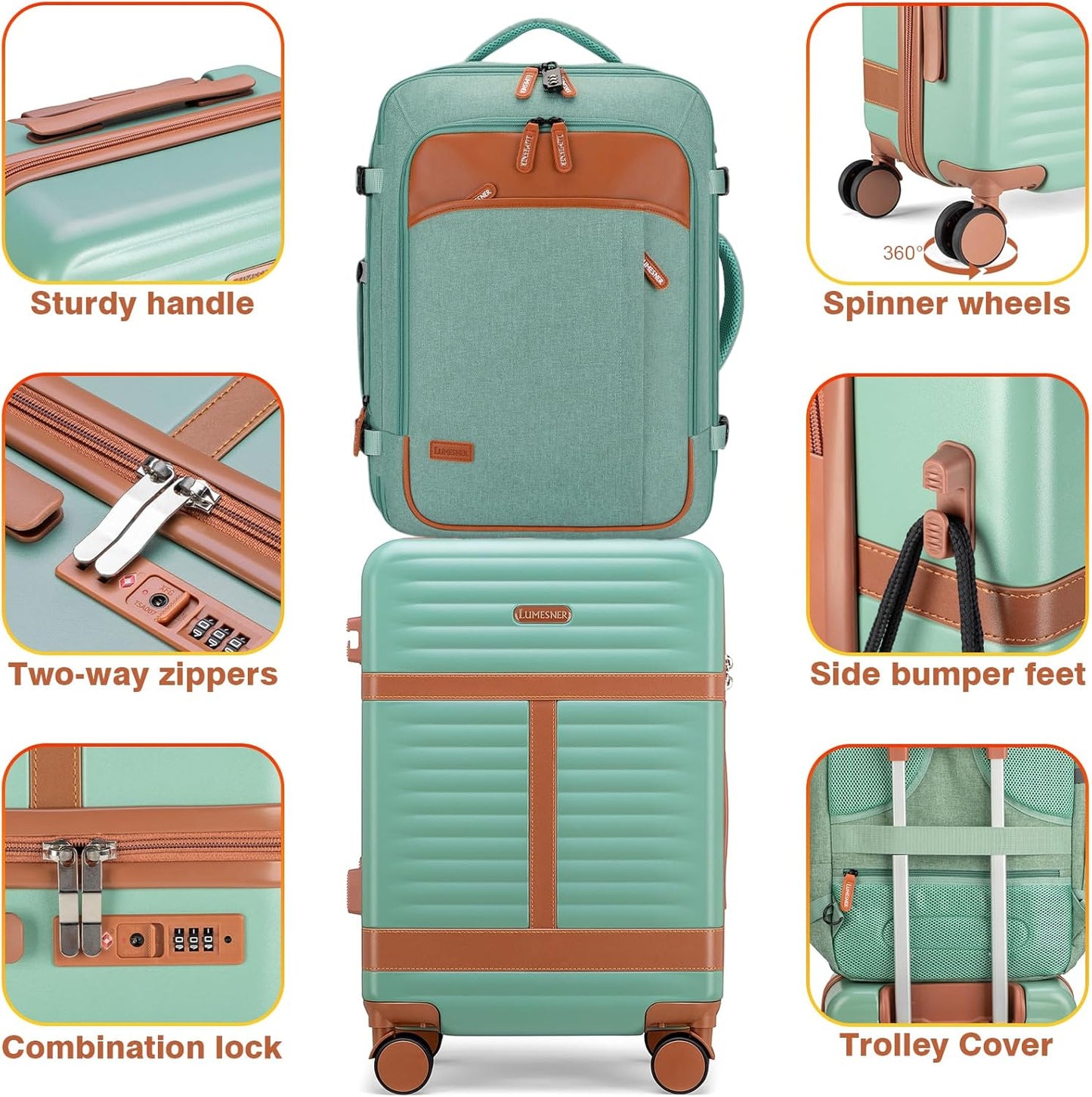 Lumesner Carry on Backpack, Extra Large 40L Flight Approved Travel Backpack for Men & Women