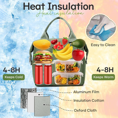 Lunch Bag Insulated Lunch Box Leakproof Lunch Tote Bags for Women Men,Portable Thermal Cooler Bag Lunch Containers with Shoulder Strap for Work, Family, Picnic, School, Outdoor,BBQ C2-Pinkpurple