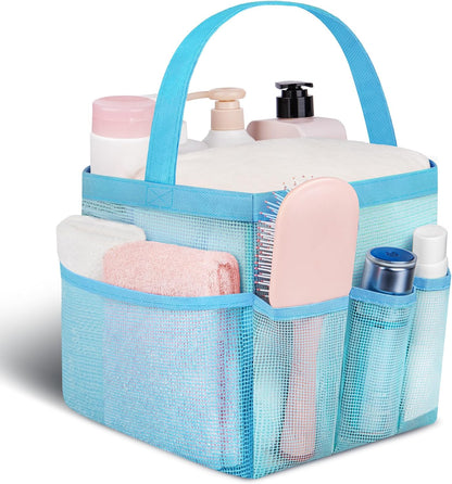 Attmu Mesh Shower Caddy Portable for College Dorm Room Essentials with 8 Pockets, Hanging Shower Caddy Basket Tote Bag Toiletry Accessories for Bathroom