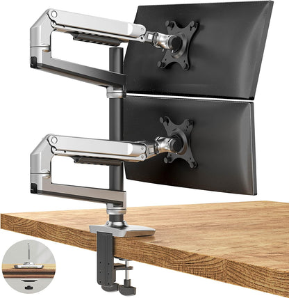 ErgoUnion Dual Monitor Stand for Desk, Vertical Dual Monitor Mount with Wide Range of Motion, Dual Monitor Arm for 17-40" Screen up to 25 lbs Each, Computer Monitor Stand for 2 Monitors - Black