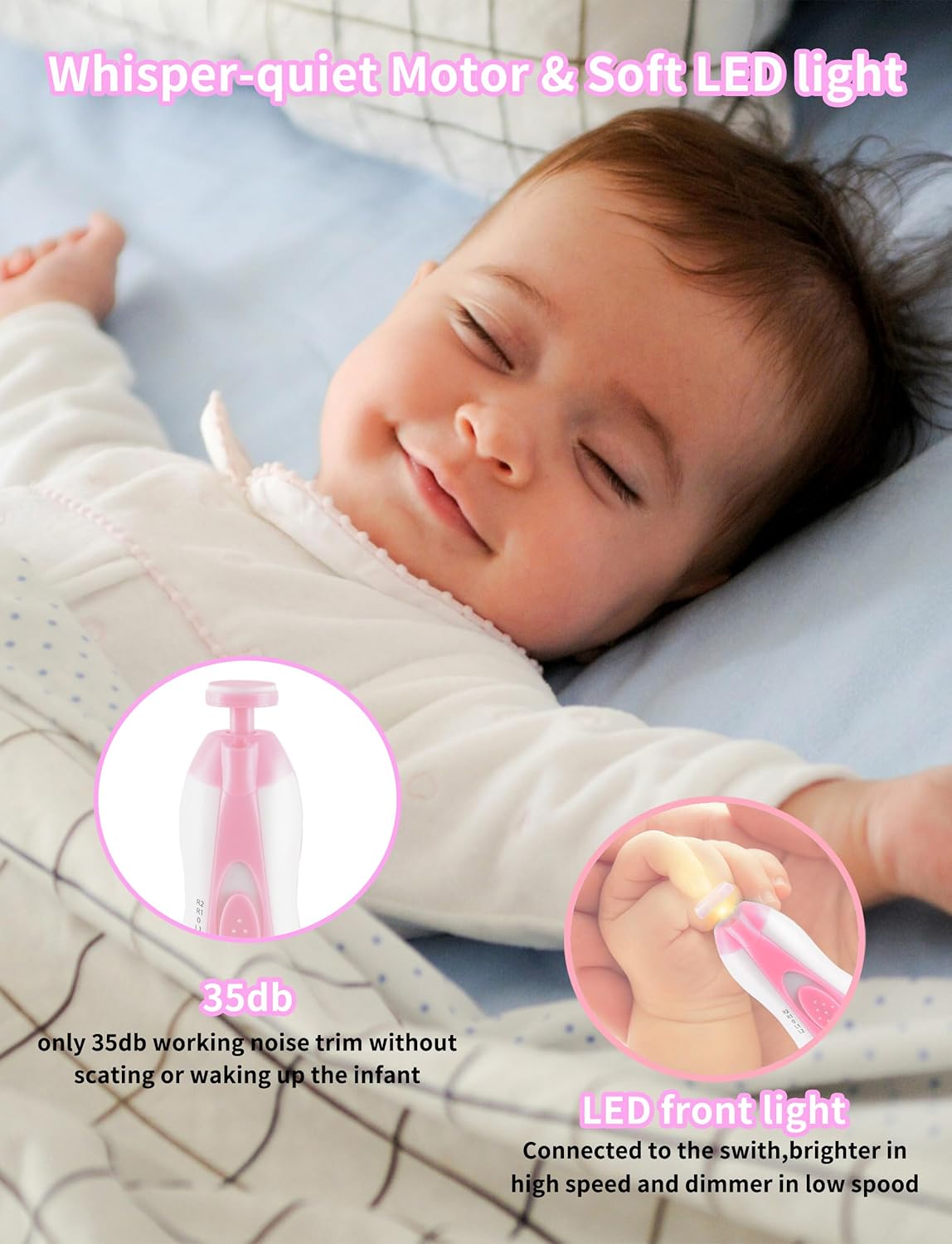 Baby Nail Trimmer Electric,Baby Nail File Clipper for Toes and Fingers