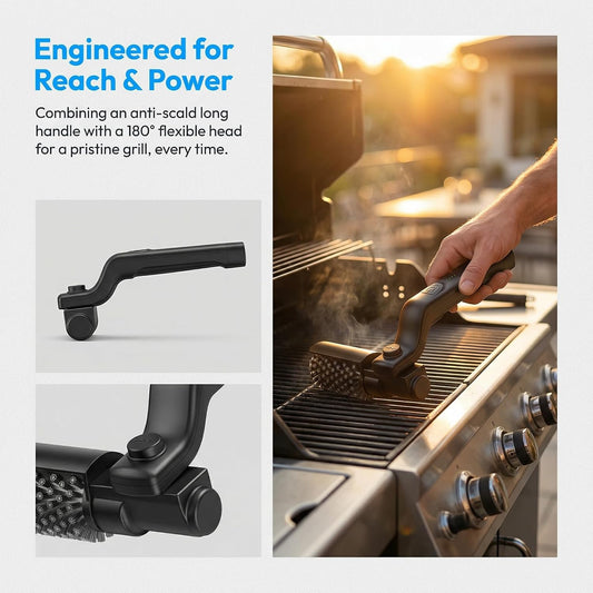 Electric Grill Brush,Electric Grill Cleaner with 3-Speed Modes for Outdoor Grill,Electric BBQ Grill Brush,Rotated 180 Degrees and Supports Type-C Charging