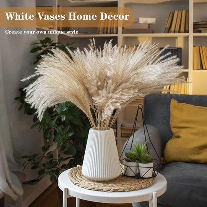 White Ceramic Vase, GUKJOB Small Cute Flower Vase for Pampas Grass, Home, Living Room, Dining Table, Farmhouse, Office Decor, Bedroom, Table, and Kitchen Shelf (White)