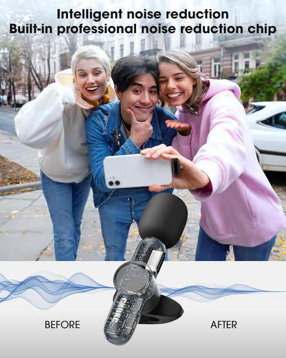 CKOKC Wireless Microphone for iPhone - Android Phone and Laptop PC, USB Microphones for Podcasting, Lavalier Microphone for Interview Video Vlog YouTube