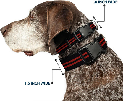 Buckle-Down PC-W21909-M Dog Collar Plastic Clip Buckle, 1"x11"-17", Star Black/White