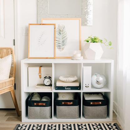 OrganiHaus Large Fabric Storage Baskets for Shelves 3 Pack, 15x11in Closet Storage Bins for Shelves, Cloth Baskets, Fabric Storage Cubes, Linen Closet Organizers, Fabric Basket, White Basket