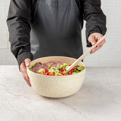 Restaurantware-Bambuddha 51 Ounce Extra Large Salad Bowl, 1 Heavy-Duty Round Salad Bowl - Sustainable, Reusable, Blue Bamboo Serving Dish, for Serving Salads, Fruits, and Appetizers