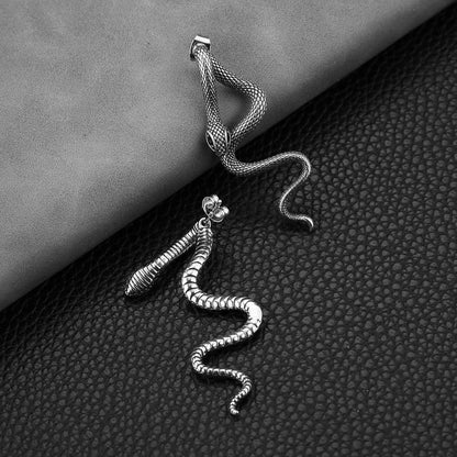 HZMAN Retro Snake Earrings for Men Women Stainless Steel Gothic Punk Decapitation Splicing Snake Stud Earring Biker Party Jewelry Gift