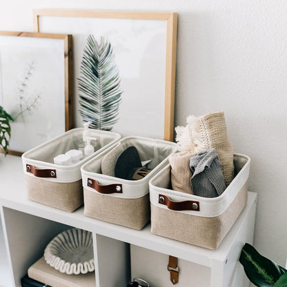 OrganiHaus Large Fabric Storage Baskets for Shelves 3 Pack, 15x11in Closet Storage Bins for Shelves, Cloth Baskets, Fabric Storage Cubes, Linen Closet Organizers, Fabric Basket, White Basket
