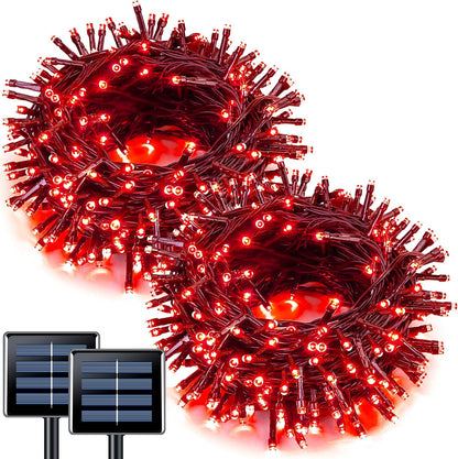 JMEXSUSS 2 Pack 75.5ft Orange Solar Christmas Lights, Total 400 LED Solar String Lights Outdoor Waterproof, 8 Modes Orange Halloween Lights for Tree Patio Garden Thanksgiving Halloween Decorations