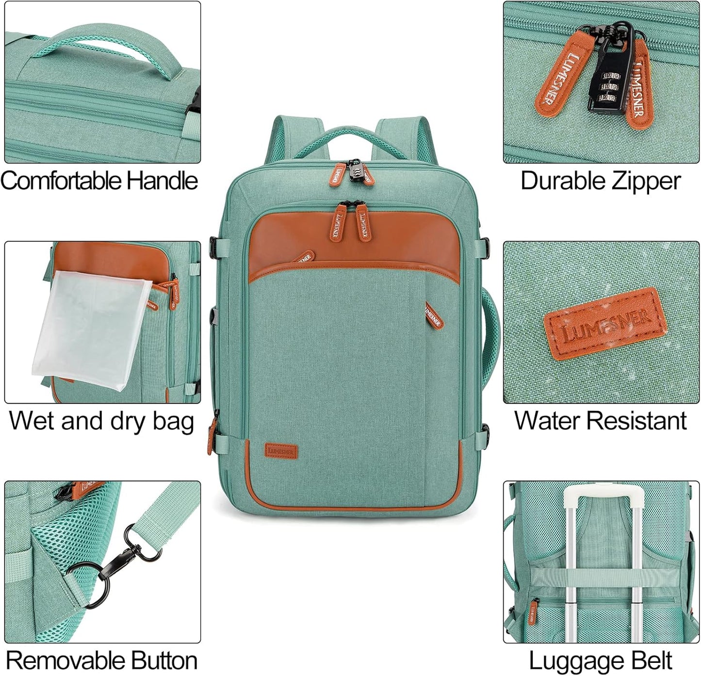 Lumesner Carry on Backpack, Extra Large 40L Flight Approved Travel Backpack for Men & Women