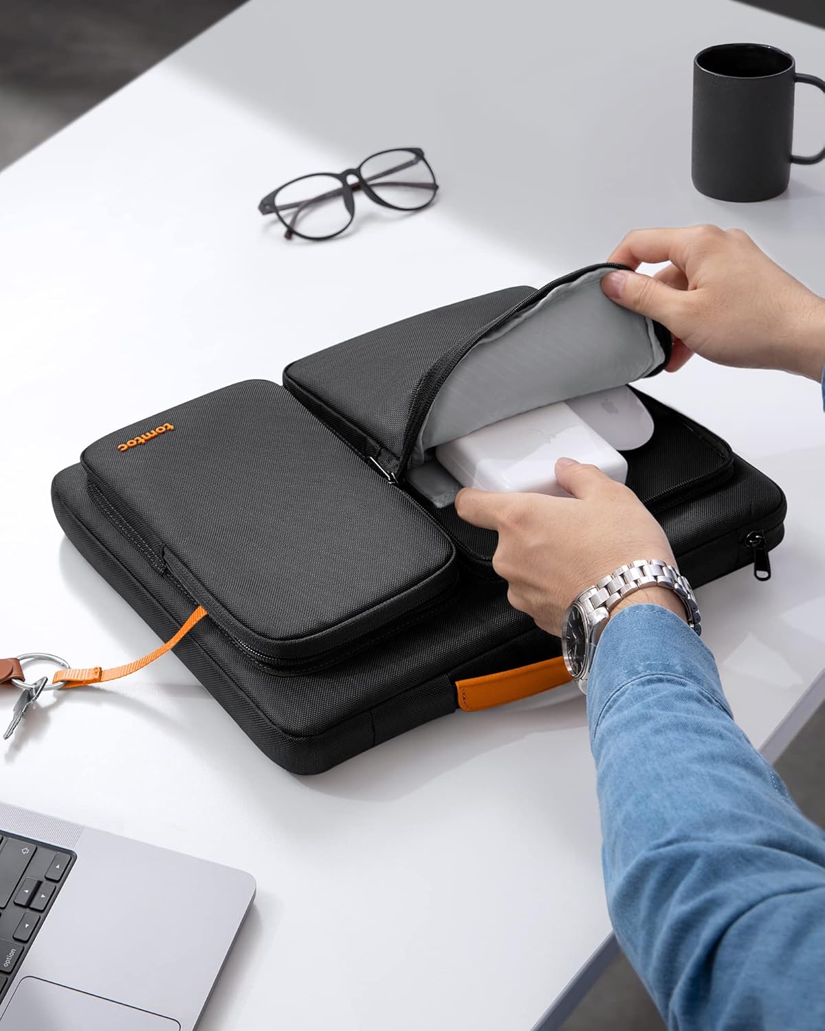 tomtoc 360 Protective Laptop Sleeve for 14-inch MacBook Pro M4/M3/M2/M1 Pro/Max 2024-2021, 13.5-14.4 Inch Surface Laptop Studio 2/6/5, Water-Resistant Carrying Case for ASUS VivoBook/ZenBook 14