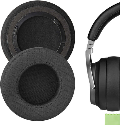 Geekria Comfort Mesh Fabric Replacement Ear Pads for Corsair Virtuoso RGB/Wireless SE/Wireless XT Headphones Ear Cushions, Repair Parts (Black)