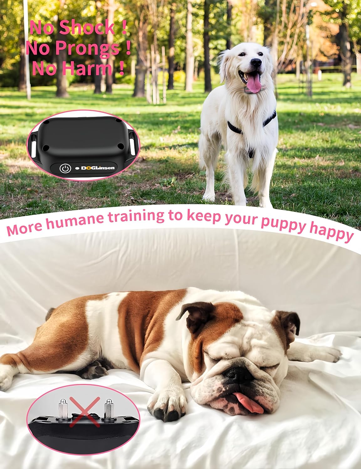 DOGLinsen No Shock Dog Training Collar with Remote 3300ft Range, Vibrating Dog Collar, Vibration Collar for Small Medium Large Dogs, 9 Style Tones and Vibration Collar