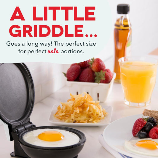 DASH Mini Maker Electric Round Griddle for Individual Pancakes, Cookies, Eggs & Other on The go Breakfast, Lunch & Snacks with Indicator Light + Included Recipe Book - White - PuriLite