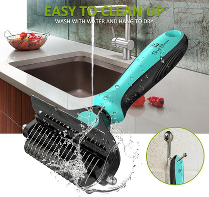 Spring Blossoms-2 in 1 Professional Grooming Rake for Cats & Dogs-Dematting Comb for Easy Mats & Tangles Removing,Pet Brush Safe No More Nasty Shedding and Flying Hair (Orange)