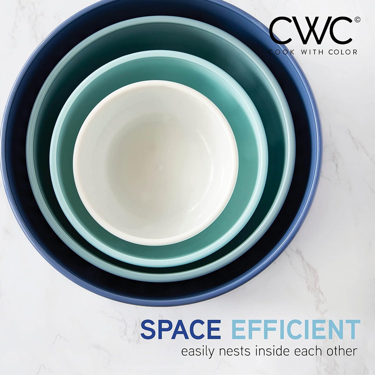 COOK WITH COLOR Prep Bowls with Lids- 8 Piece Nesting Plastic Small Mixing Bowl Set with Lids (Teal Ombre)