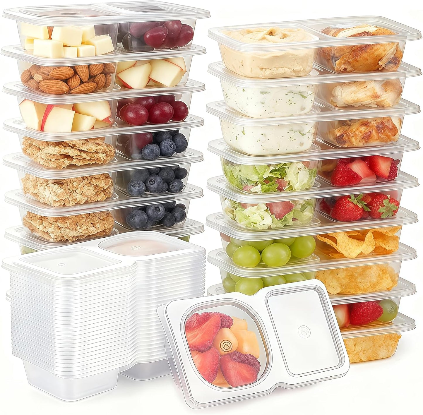 Pure Future Snackle Box Container with Handle - 8 Compartment Divided Serving Tray with Lid - Crystal Clear Charcuterie Box for Travel, Parties, Movie Nights & Daily Snacks (Hand Wash Only)