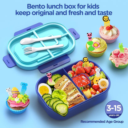 Lunch Box Kids Bento Box - 1300ML Ideal Leak Proof Bento Lunch Box for Kids School Lunchbox for Teens Toddlers Boys, Lunch Box Snack Containers with Utensil (Lunch Box-Purple)