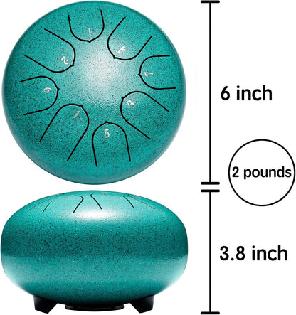 Lronbird Steel Tongue Drum Percussion, 6 Inch 8 Notes Musical Instruments, Music Gifts for Family Friends (Malachite)