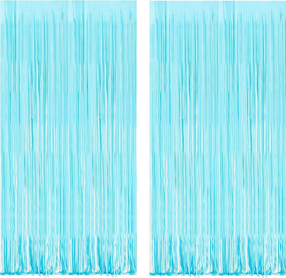 BRAVESHINE Pink Glitter Tinsel Foil Fringe Curtain - 2 Pcs 3.2x8.2 ft Metallic Party Supplies Photo Backdrop for Girl Princess Birthday Unicorn Bachelorette Butterfly Bridal Shower Party Decorations