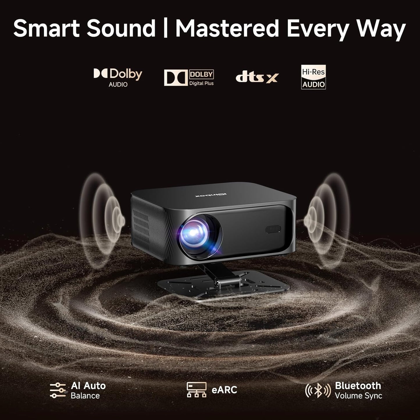 [Netflix Licensed /1200ANSI/Auto Focus Keystone] 4K Outdoor Projector with WiFi and Bluetooth, Smart Portable Proyector with Built in Apps Netflix/YouTube/PrimeVideo & Dolby, Home Theater with HDR10+