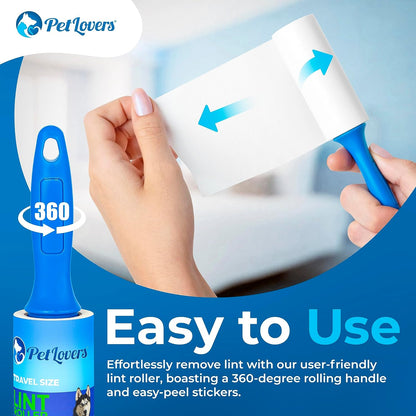 PetLovers Extra Sticky Lint Roller Mega Value Set for Pet Hair Removal, Dog and Cat Lint Remover (1 Pack Reusable)