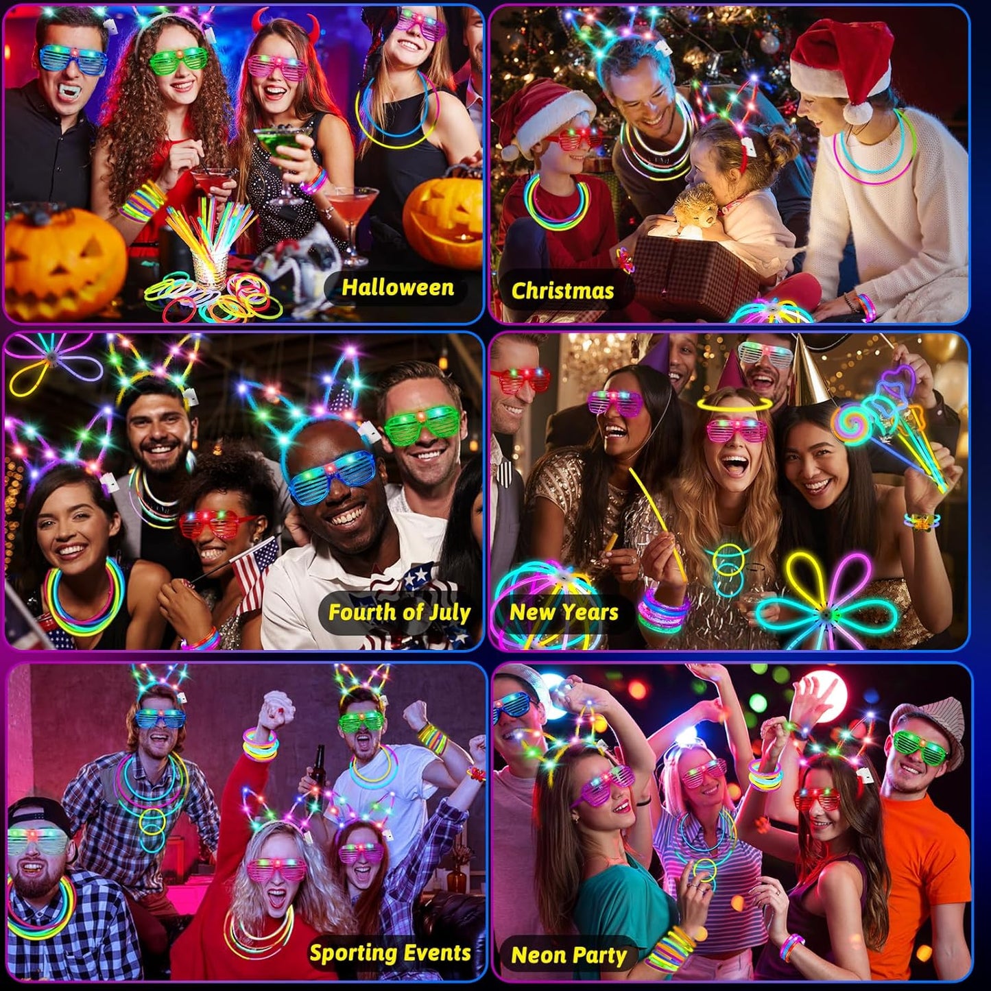 156Pcs Glow In The Dark Party Supplies for Kids/Adults, Light Up Accessories LED Bracelet Necklaces Glasses Headband Glow Sticks Bulk Party Pack Neon Disco Birthday Pool Summer Party Decorations