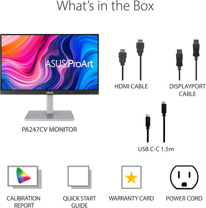 ASUS ProArt Display PA279CV 27” 4K HDR UHD (3840 x 2160) Monitor, IPS, 100% sRGB/Rec. 709, ΔE < 2, USB-C DisplayPort HDMI USB hub, Calman Verified, Eye Care, Tilt Pivot Swivel Height Adjustable