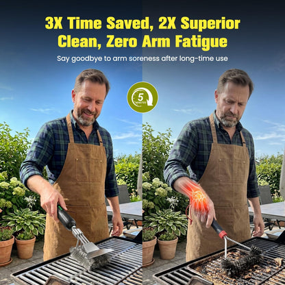 2026 Upgraded Electric Grill Brush: Cordless BBQ Cleaner with 2-Speed Powerful Motor, Reciprocating Clean, Reaches Grill Grate Sides & Corners, 20kg High-Torque Electric BBQ Brush with LED Light