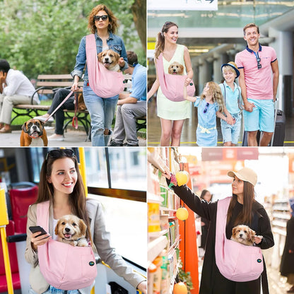 Ownpets Pet Sling Carrier Bag Safe, Fit Medium&Small Size Cats&Dogs, The Maximum Load 9~13lb Comfortable, Adjustable, Perfect for Daily Walk, Outdoor Activity and Weekend Adventure, Pink