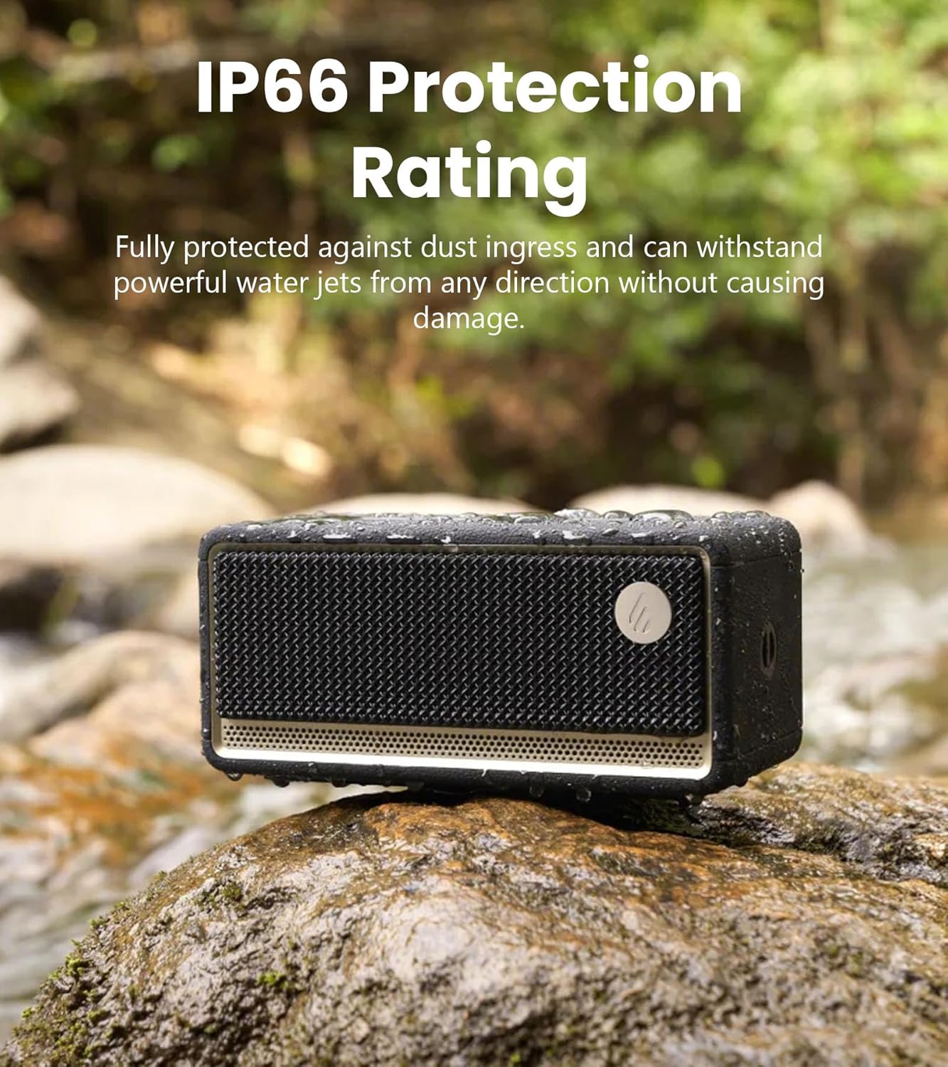 Edifier ES60 Portable Bluetooth Speaker, 34W RMS, Wireless Speaker with 360° Audio, Ambient Lights, 9 Hours Playtime, Bluetooth 5.4 Stereo Pairing, IP66 Dustproof and Waterproof, Ivory