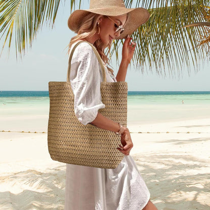 Straw Beach Bags for Women Large Beach Tote Bag Woven Shoulder Handbag Purse for Summer