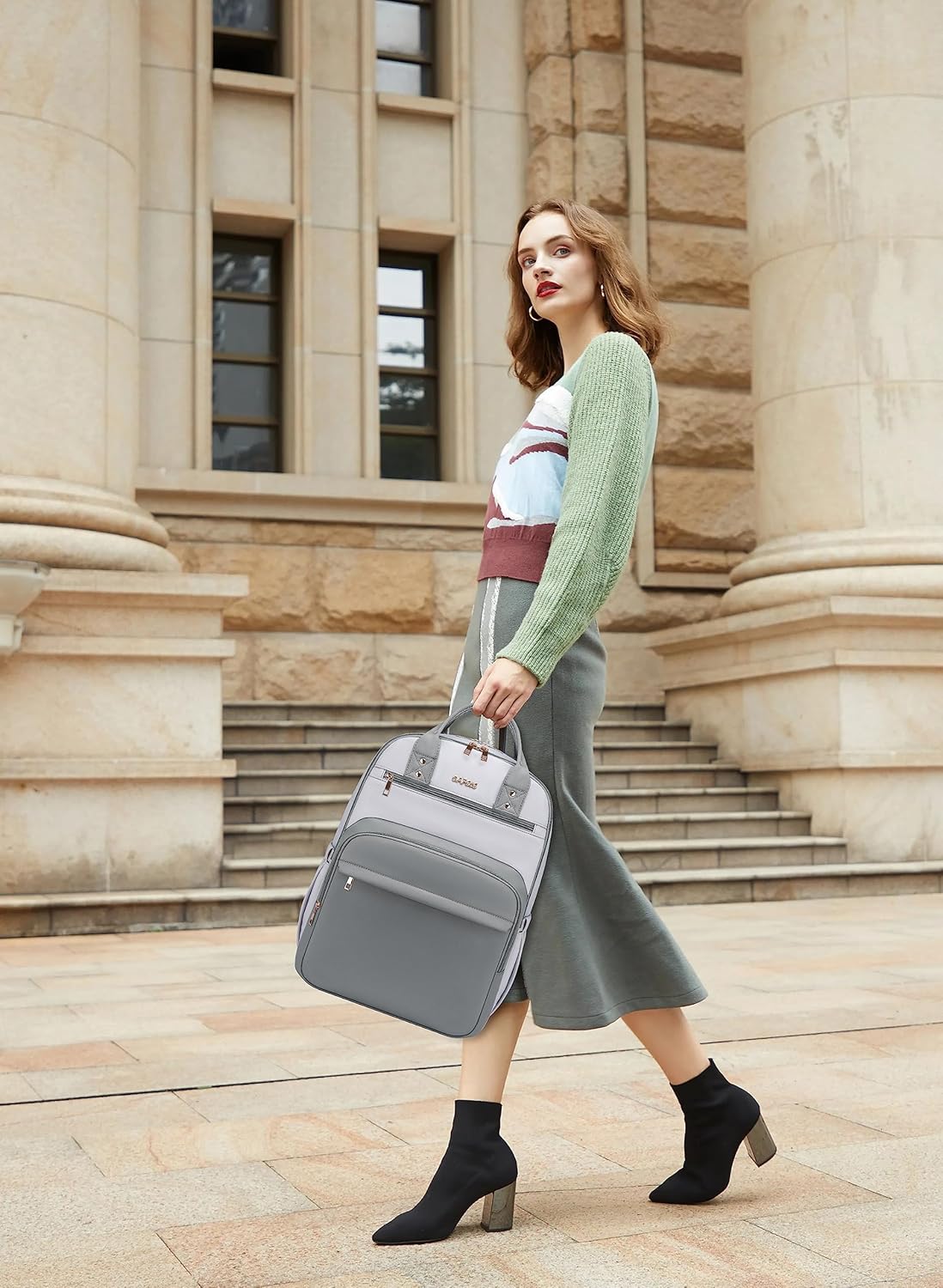 Laptop Backpack for Women Men, Water Resistant Travel Work Backpacks Purse Stylish College Business Teacher Nurse Computer Bag, Fits 17.3" Laptop Light Blue