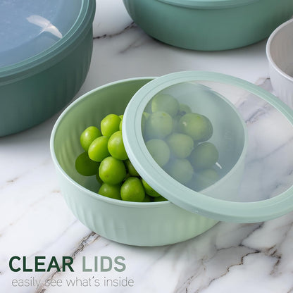 COOK WITH COLOR Prep Bowls with Lids- 8 Piece Nesting Plastic Small Mixing Bowl Set with Lids (Teal Ombre)