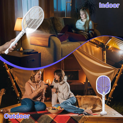 PALONE Bug Zapper Racket,Fly Swatter with Light, Detachable Dual Modes Fly Zapper for Indoor Outdoor (2 Pack)