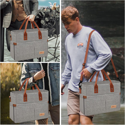 HOMESPON Lunch Bag for Woman Man Adults with Front Pocket Insulated Lunch Tote Lunch Box Container for Work Picnic or Travel(Black)