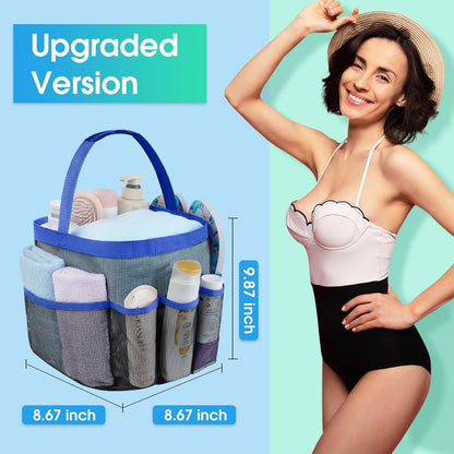 Attmu Mesh Shower Caddy Portable for College Dorm Room Essentials with 8 Pockets, Hanging Shower Caddy Basket Tote Bag Toiletry Accessories for Bathroom