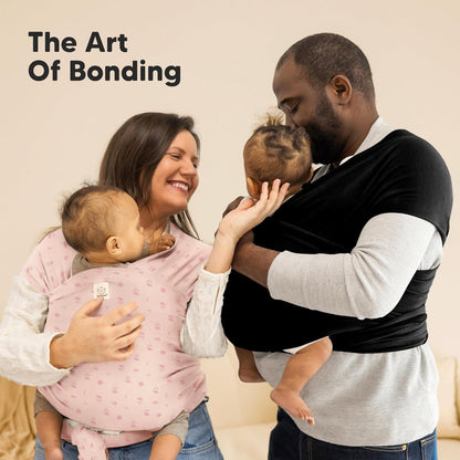 KeaBabies Baby Wrap Carrier - All in 1 Original Baby Carrier Newborn To Toddler Sling, Easy to Wear, Hands Free Bonding, Lightweight, Breathable Infant Wraps (Trendy Black)